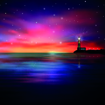 Beautiful Sunset background vector graphics 04