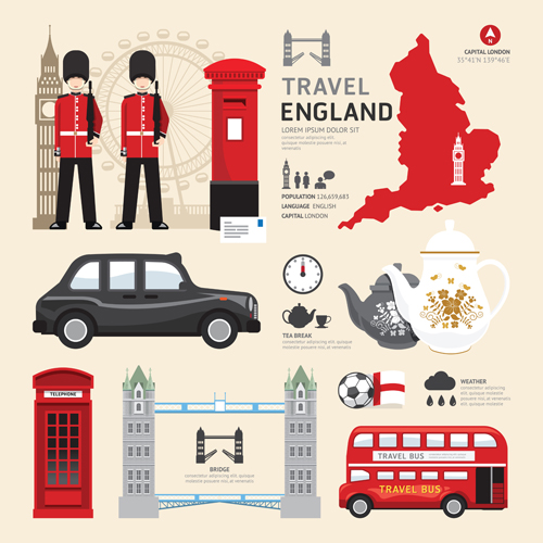 Travel and cultural elements vector material 02
