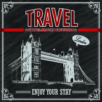 Vintage style Travel poster design vector 02