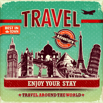 Vintage style Travel poster design vector 05