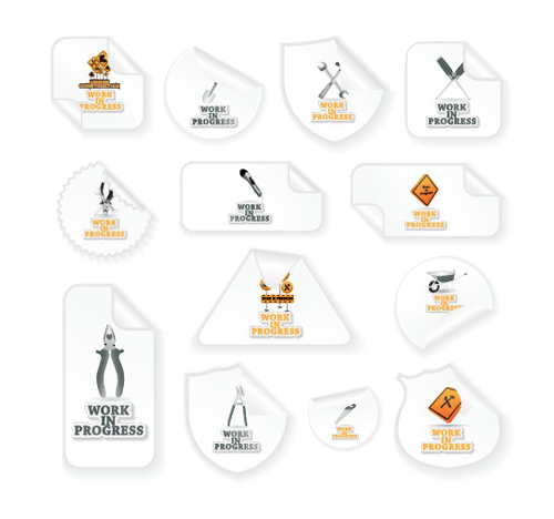 Different Under Construction icon vector set 05