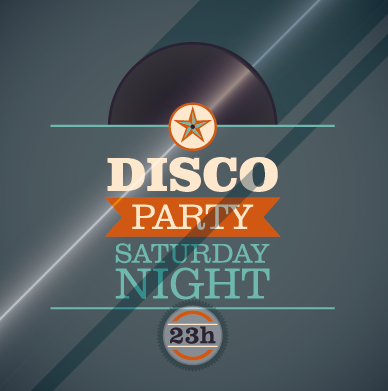 Vintage disco party poster flyer design vector 02