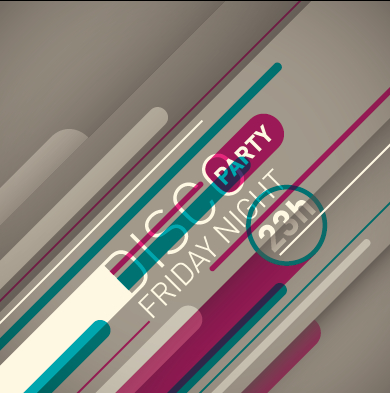 Vintage disco party poster flyer design vector 04