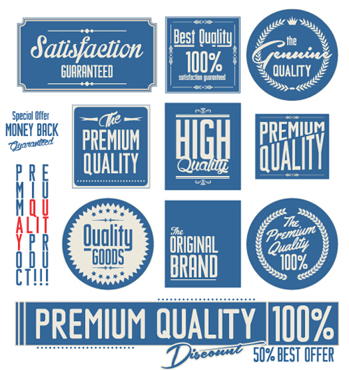 ers and labels with banner vector 03 Vintage premium quality stickers and labels with banner vector 03