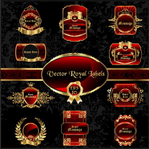 Different Vintage styled labels vector material 03