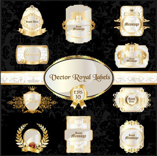 Different Vintage styled labels vector material 04