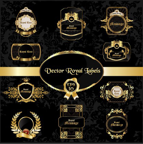 Different Vintage styled labels vector material 05