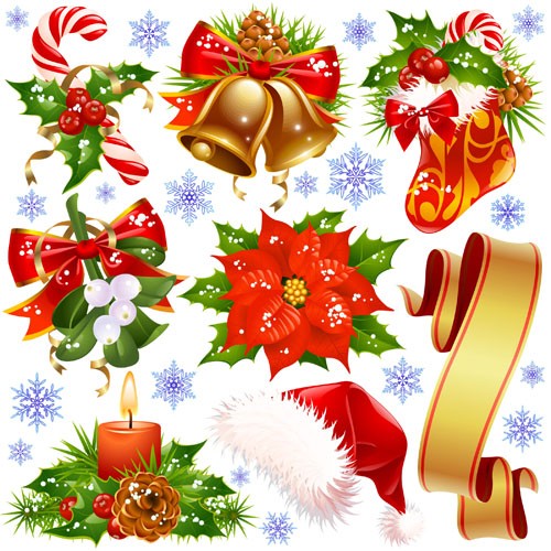 Different Xmas decorations vector material 05