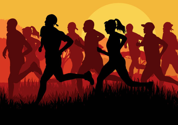 Set of running Silhouettes vector 02