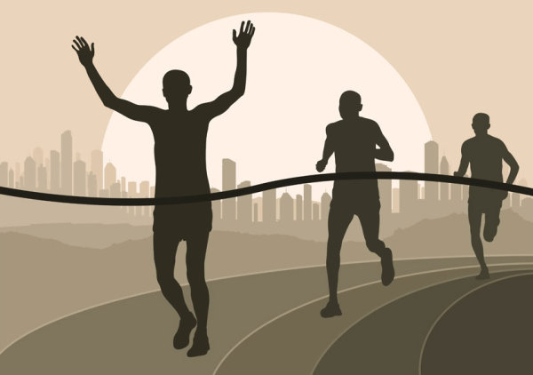 Set of running Silhouettes vector 03
