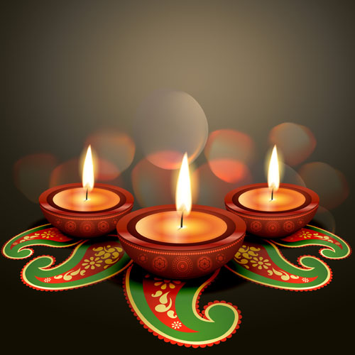 Burning candles vector background art 04