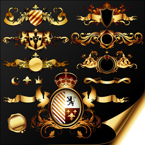 heraldic golden gold elements element decor 