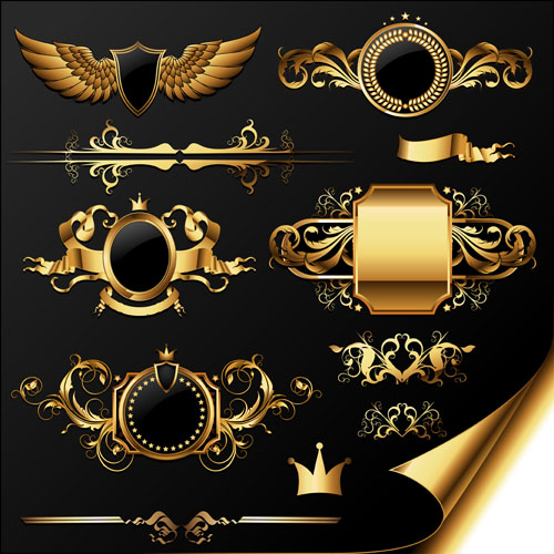 heraldic golden gold elements element decor 