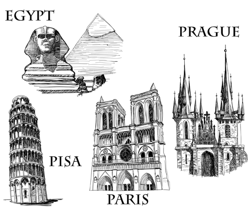 Buildings for Different countries design vector 02