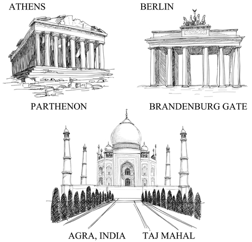 Buildings for Different countries design vector 03