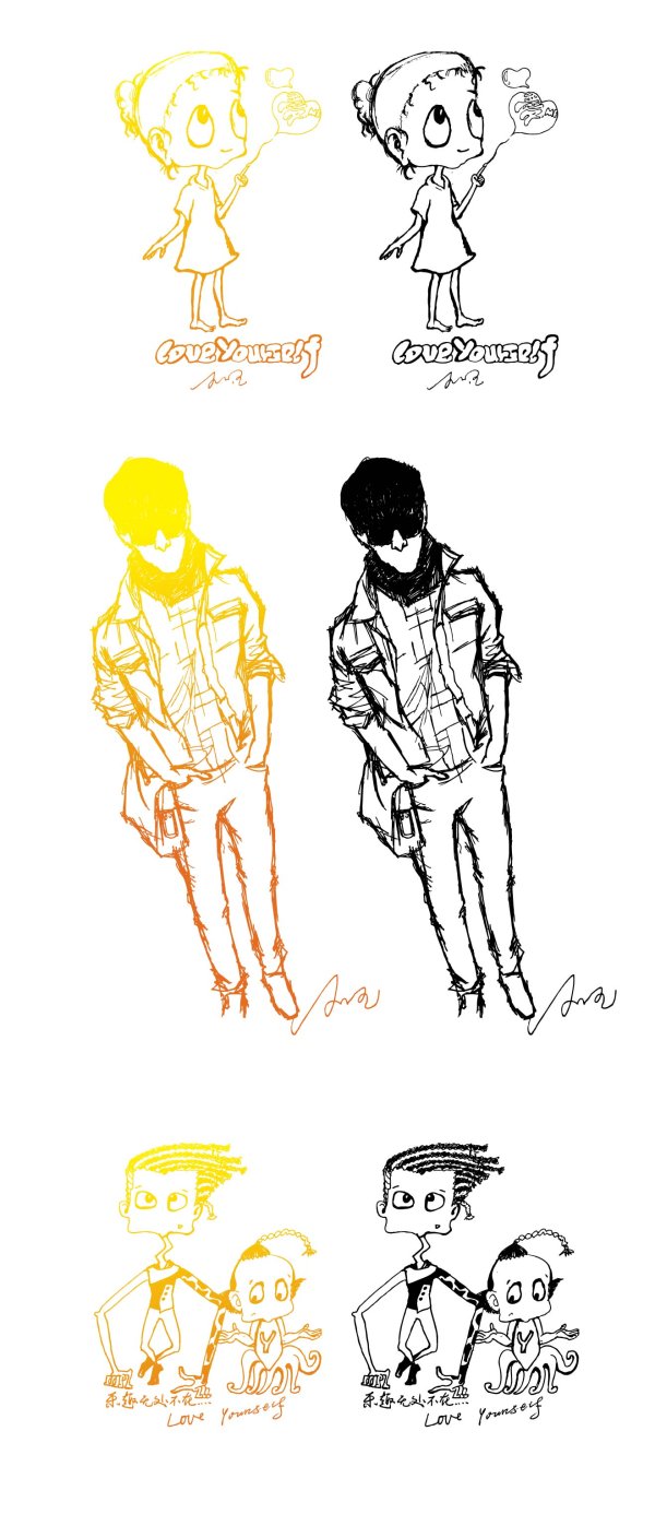 Hand painted cartoon personage free vector