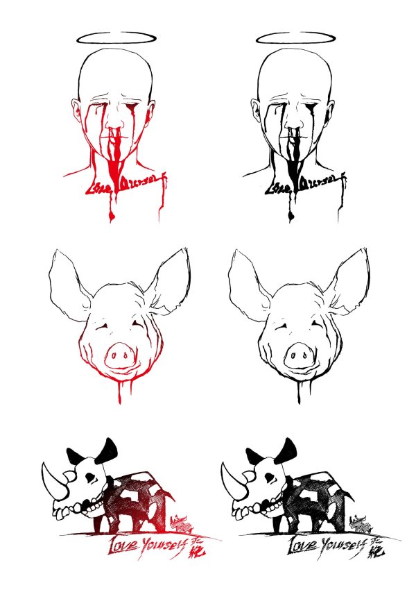 Hand painted Terror line of draft free vector