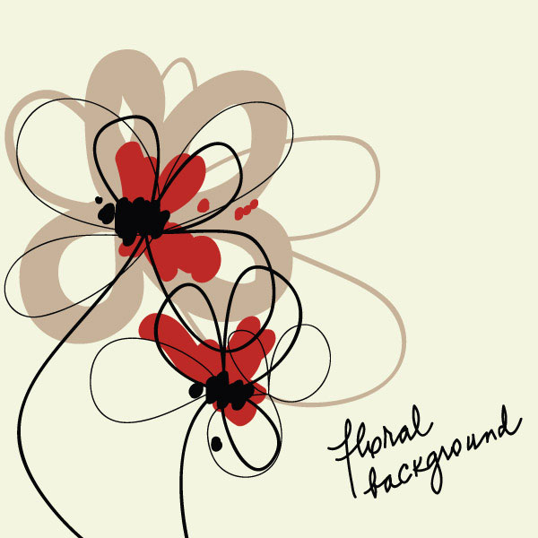 Hand painted of Romantic floral background vector 04