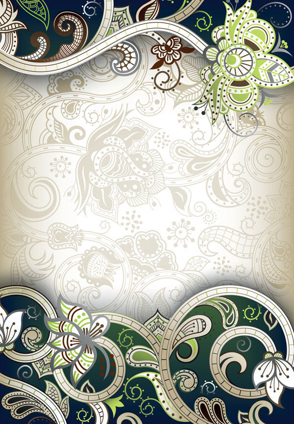 Elements of Ornate Floral Frame vector 02