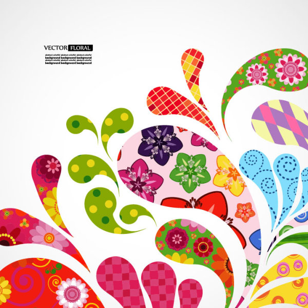 Colorful Floral elements background art vector 01