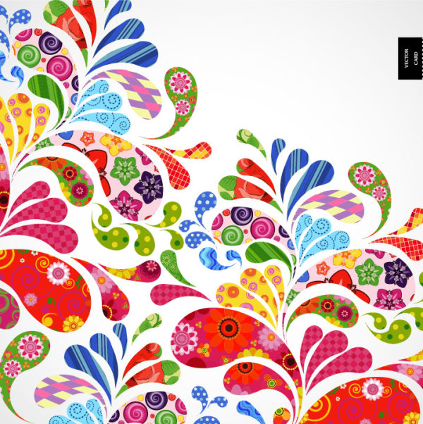 Colorful Floral elements background art vector 02