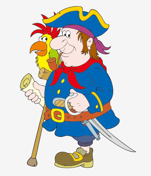 Funny Pirate cartoon vector graphic 05