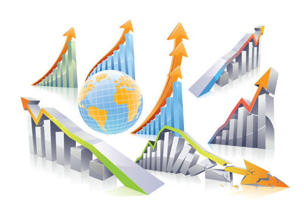 3D Arrow with planet Business graphic vector