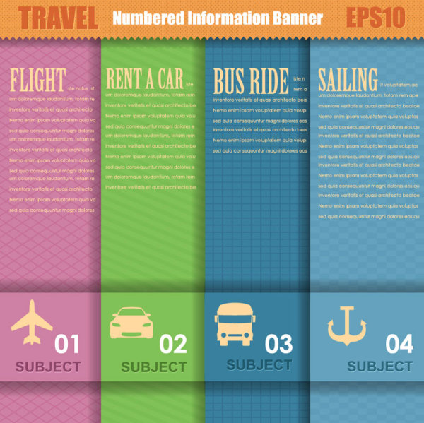 Set of Number of information banner vector graphic 04