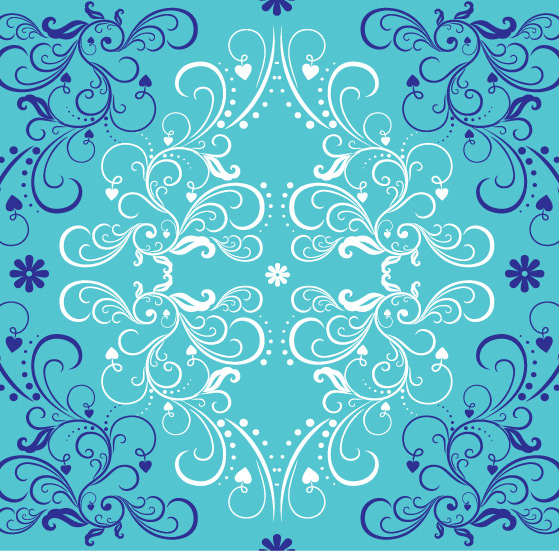 Blue with white floral ornaments
 vector