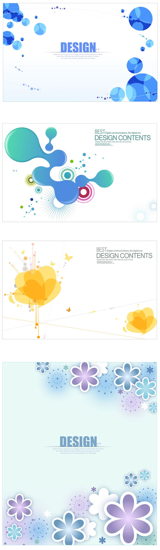 Flowers circle blue background vector