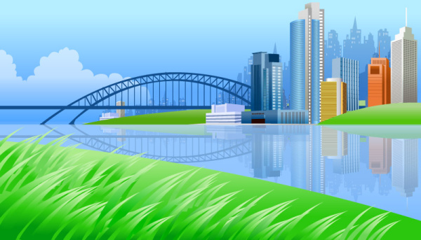 Beautiful city elements vector set 01