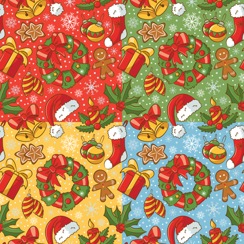 2015 xmas patterns seamless vector set 01