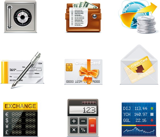 Financial elements icons vector