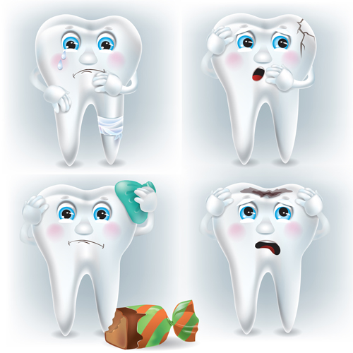 Amusing tooth design vector material