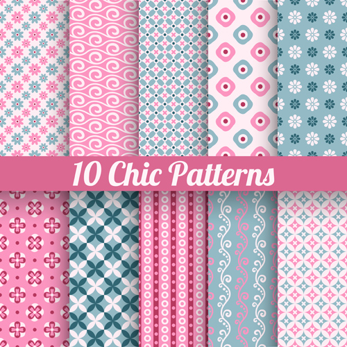 Beautiful decorative pattern seamless vector set 01