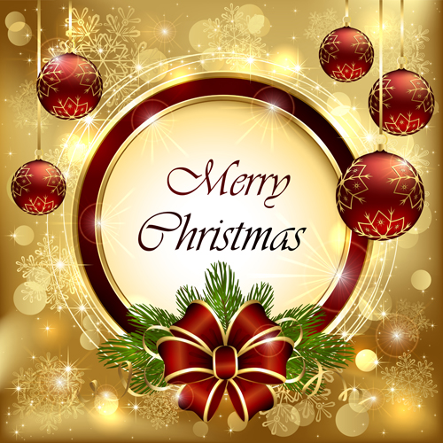 Beautiful xmas baubles shiny background vector 01