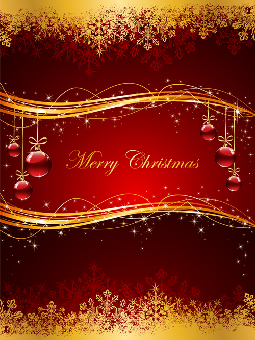 Beautiful xmas baubles shiny background vector 02