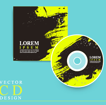 Black with green CD cover grunge vector