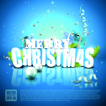 Blue style 2014 New Year christmas background vector 02