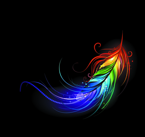 Bright colorful feather vector