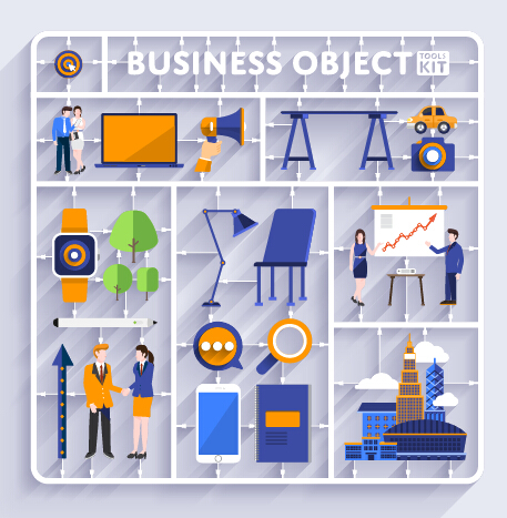 Business object flat vector design set 05
