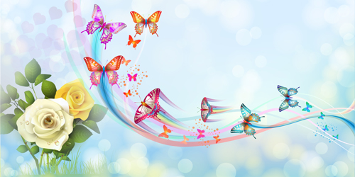 vector background music butterflies background 