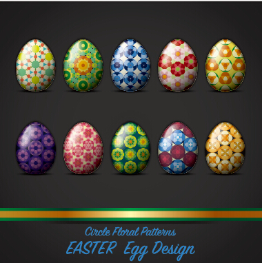 Circle floral pattern easter egg vector