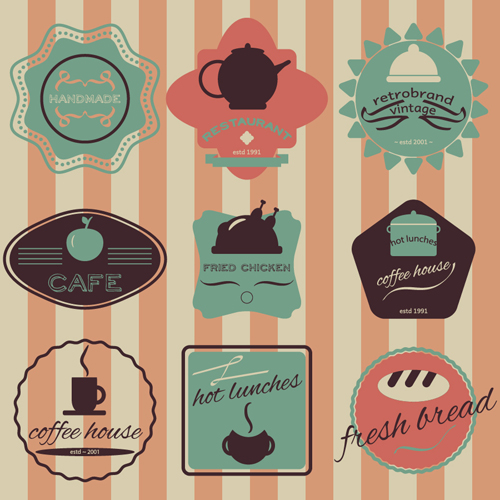 vintage labels colored cafe 