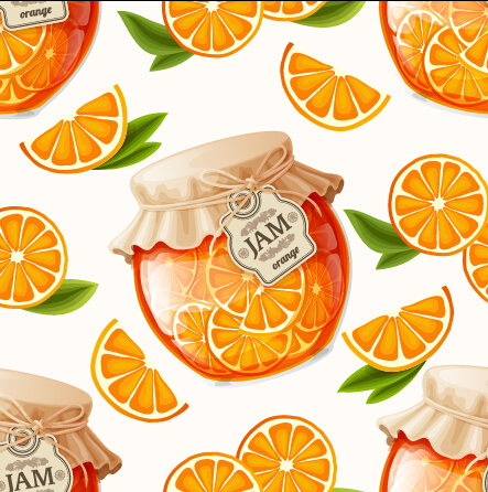ith fruit vector seamless pattern 01 Creative jam jar with fruit vector seamless pattern 01