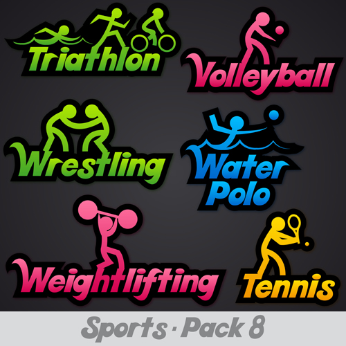 Creative sports logos design 01 vector