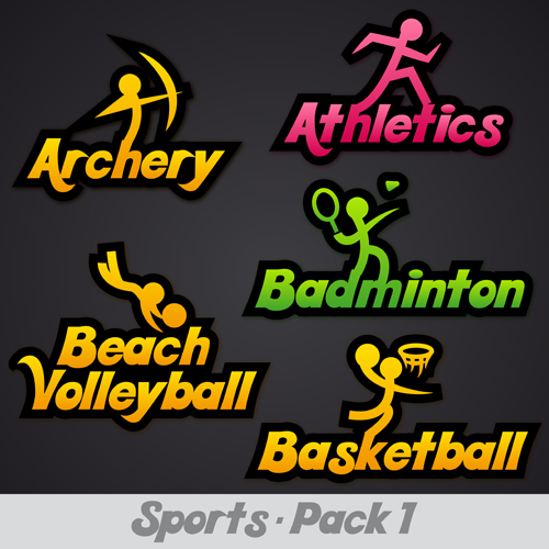 Creative sports logos design 08 vector