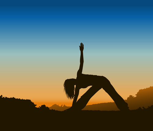 Creative yoga and sunset vector 01