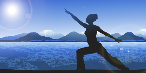 Creative yoga and sunset vector 02