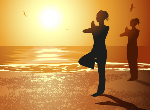 Creative yoga and sunset vector 04